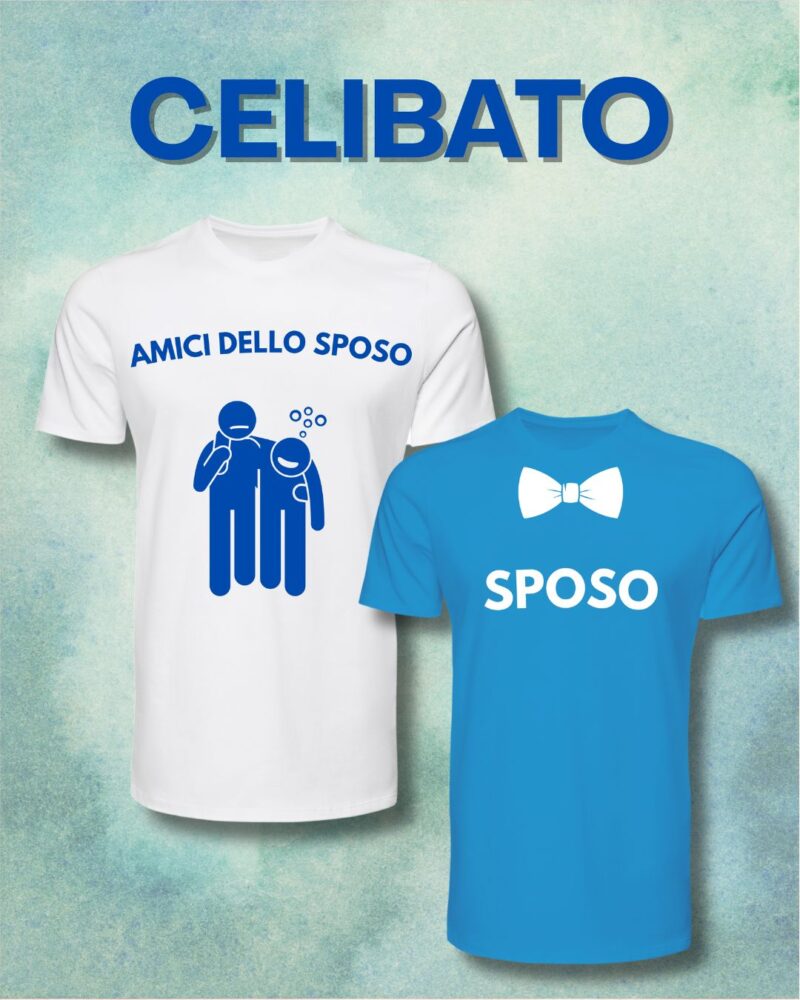 Kit T-Shirt Addio al Celibato – 1 T-shirt Sposo + 3 Amici dello Sposo